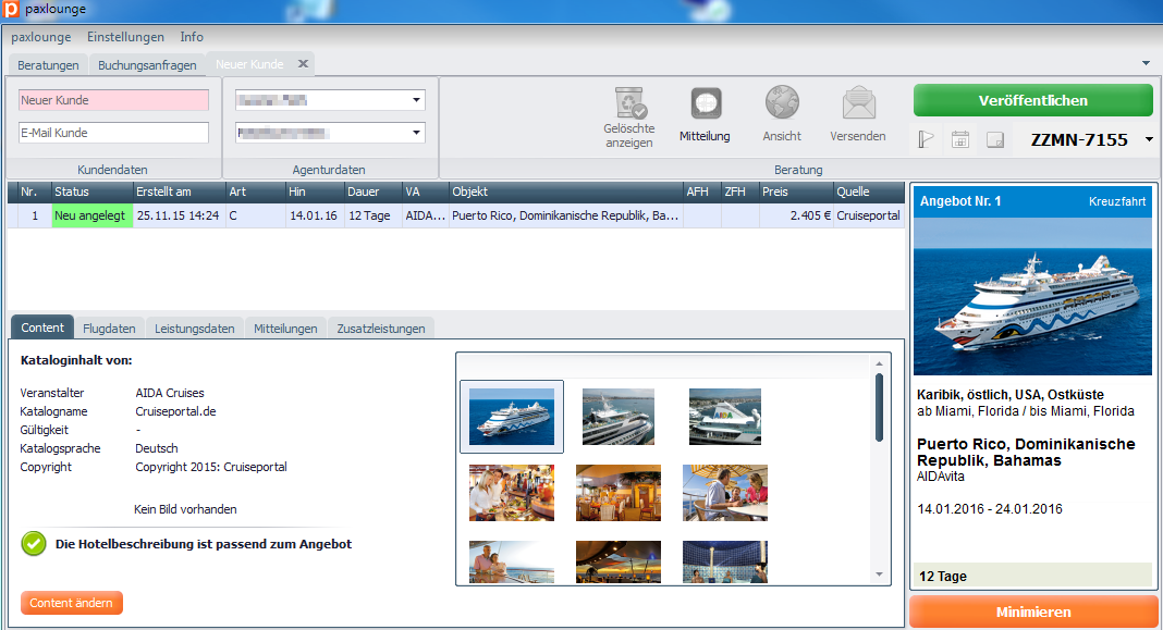 paxconnect Button in Cruiseportal