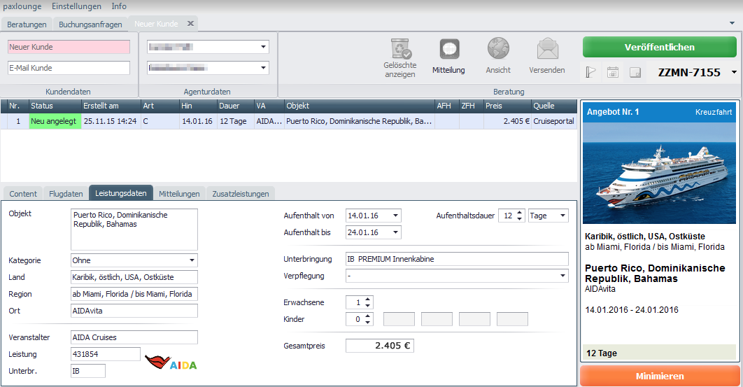 paxconnect Button in Cruiseportal